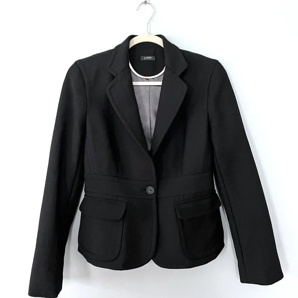 J. Crew Double-Cloth Blazer (Black) 0P